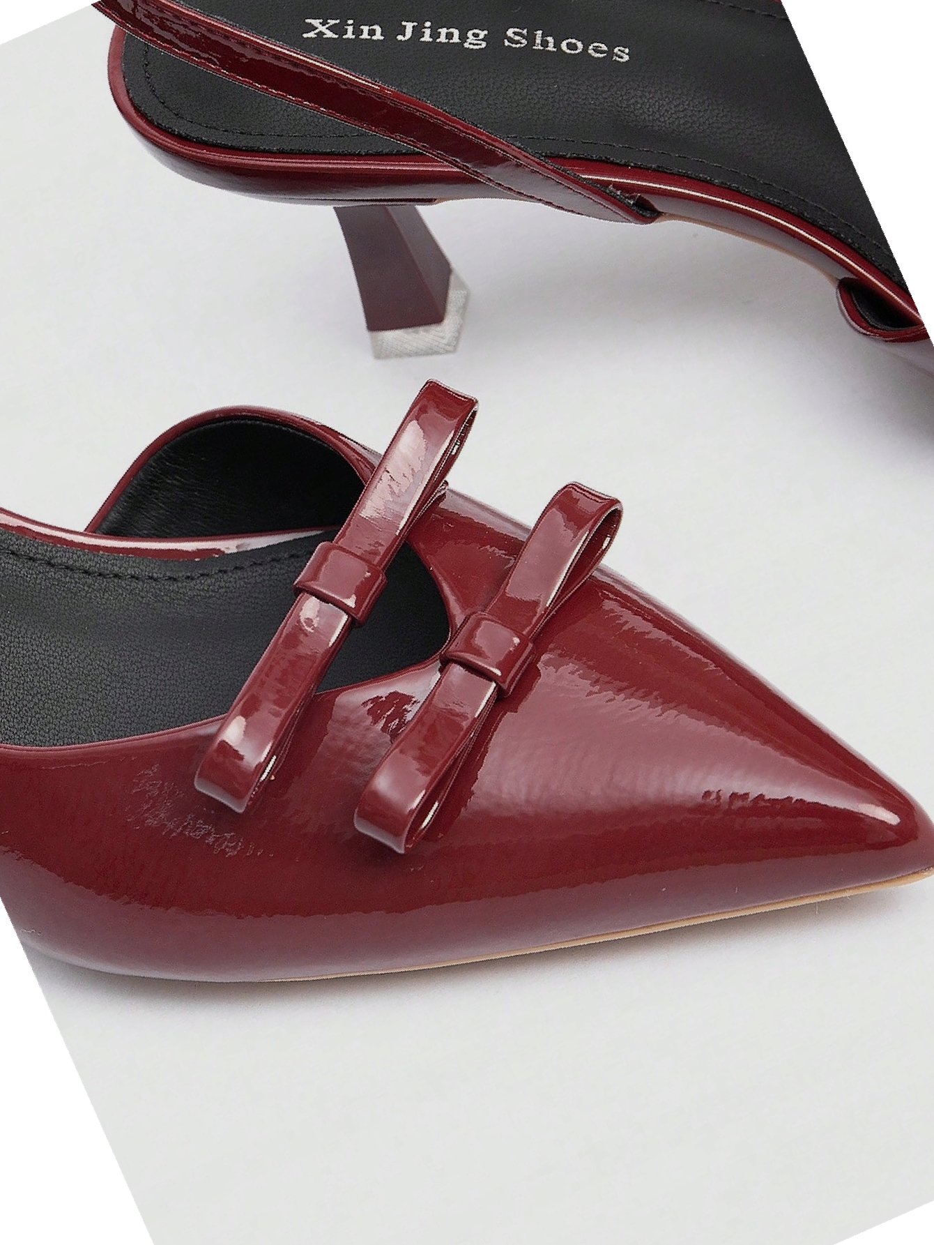 Slingback Lakované večerní lodičky Burgundské 41