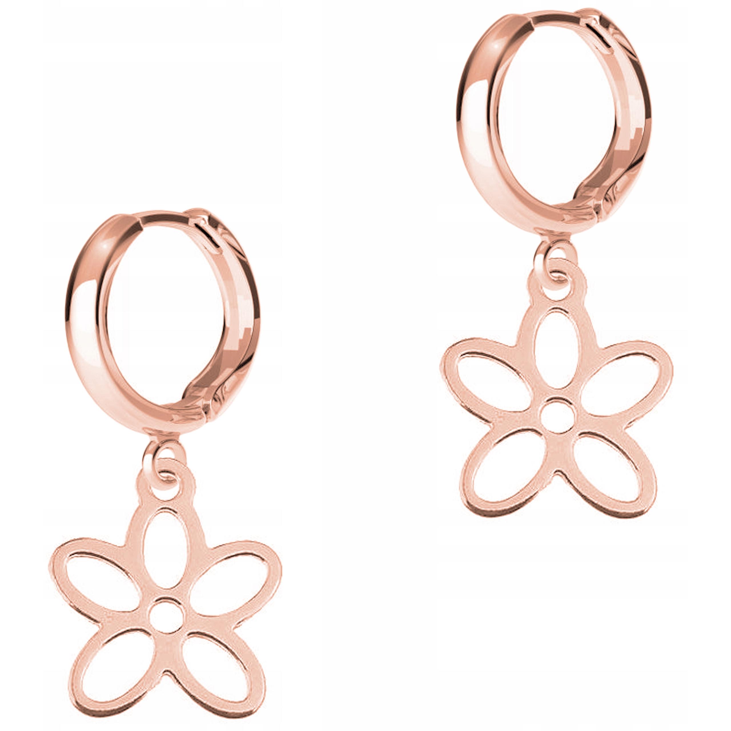 Náušnice Pozlacené Plechy s Květiny Stříbro 925