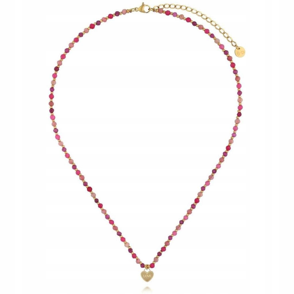 Náhrdelník By Dziubeka růžové srdce jadeit 48 cm