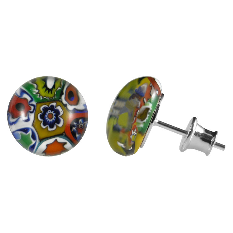 Kolczyki damskie wielokolorowe Harf szkło murano kółko