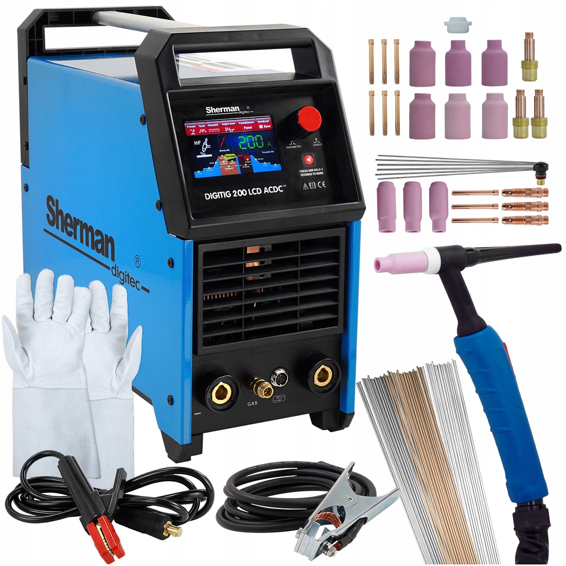 Spawarka inwertorowa TIG 200A Sherman AC DC LCD