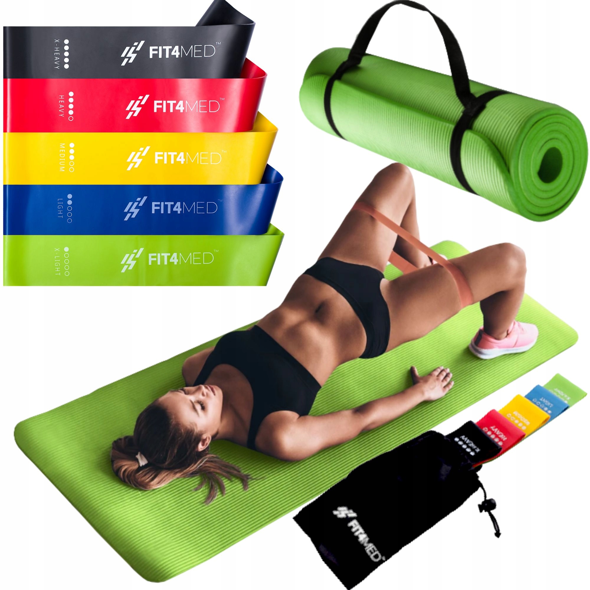 

Zestaw Fitness Mata+gumy 5SZT Lateks Do Ćwieczeń