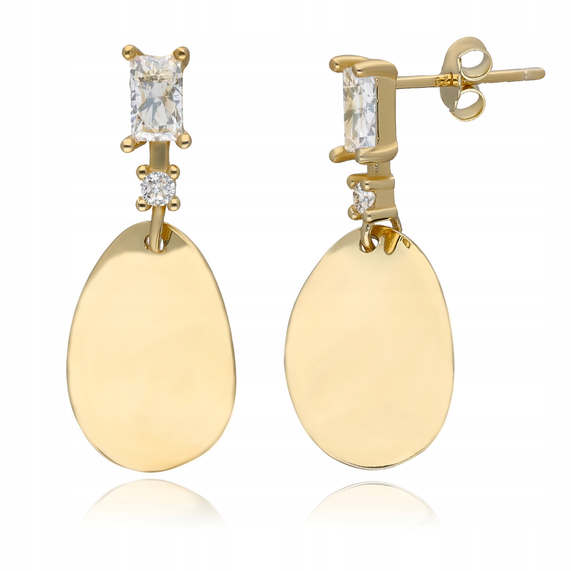 Stříbrné Náušnice S Visícími Plechy A Zirkony Na Tyči