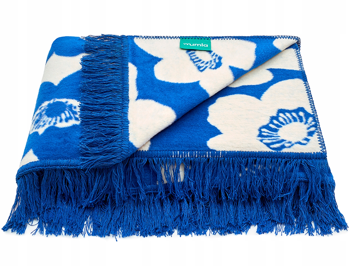 Deka Modré Květy 150 x 200 cm bavlněná Mumla