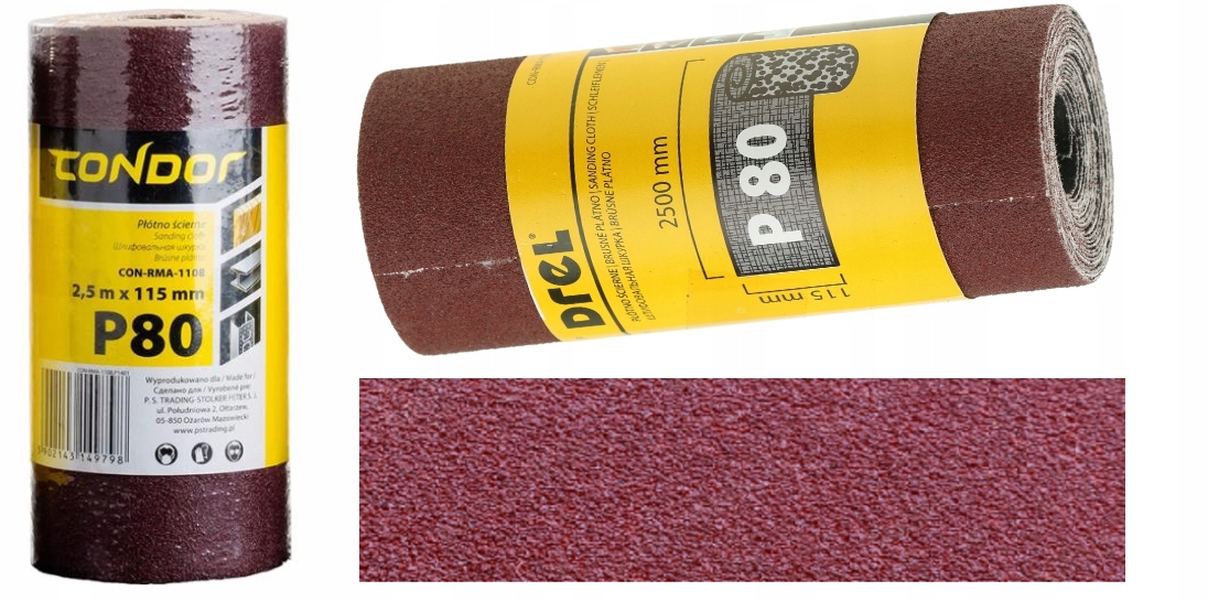 

Płótno Ścierne Papier Ścierny Rolka 2.5m 115mm p80
