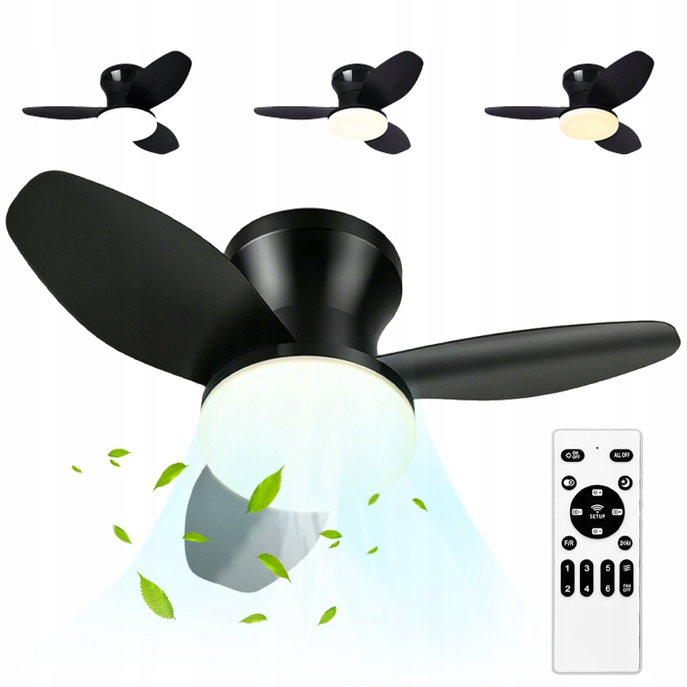 Lampa Sufitowa Led Żarówka 2W1 40W E27 Z Wiatrakiem Wentylator Pilot