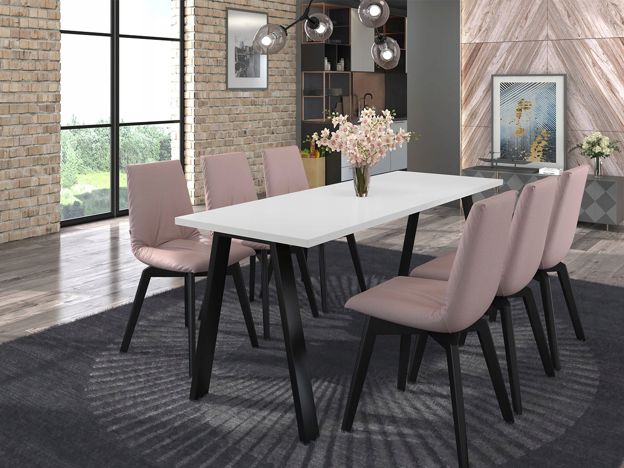 Stół loftowy do jadalni KLEO 185 x 67 BIAŁY Marka inna