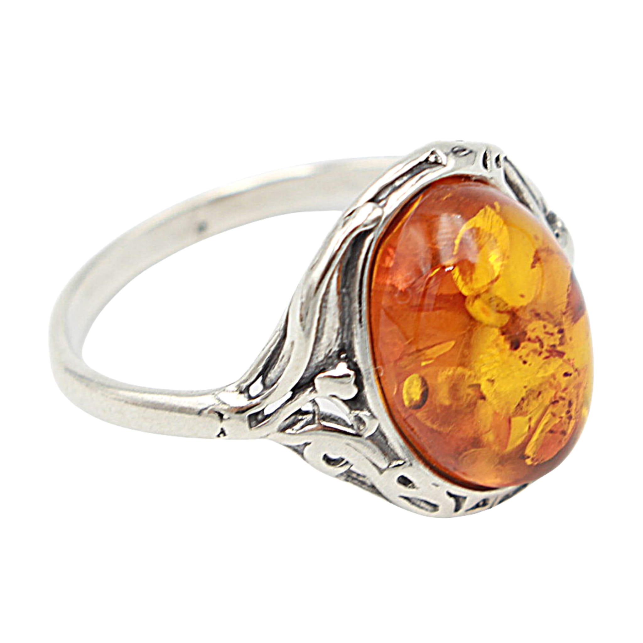 Prstýnek stříbrný Stříbro 925 jantar vel. 23