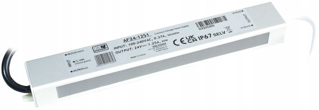 Zasilacz Stałonapięciowy Wodoodporny IP67 24V 30W Metalowa Obudowa Mw Power