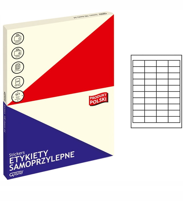 

Etykiety Samoprzylepne A4/100 Grand 48,5x25,4 mm
