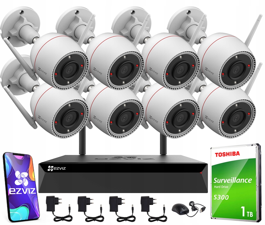 Monitorovanie WiFi Komplet 8 kamier 5Mpx rekordér 8 kanálov Disk 1TB