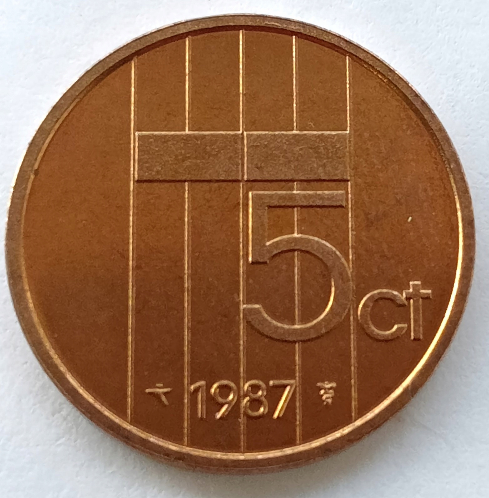 Holandia 5 Cent 1987 Bardzo piękny (VF)