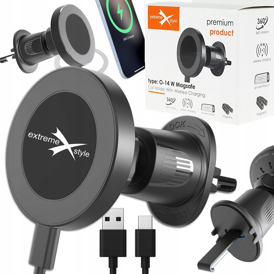 Uchwyt do telefonu z ładowarką indukcyjną 15W MagSafe do kratki nawiewu