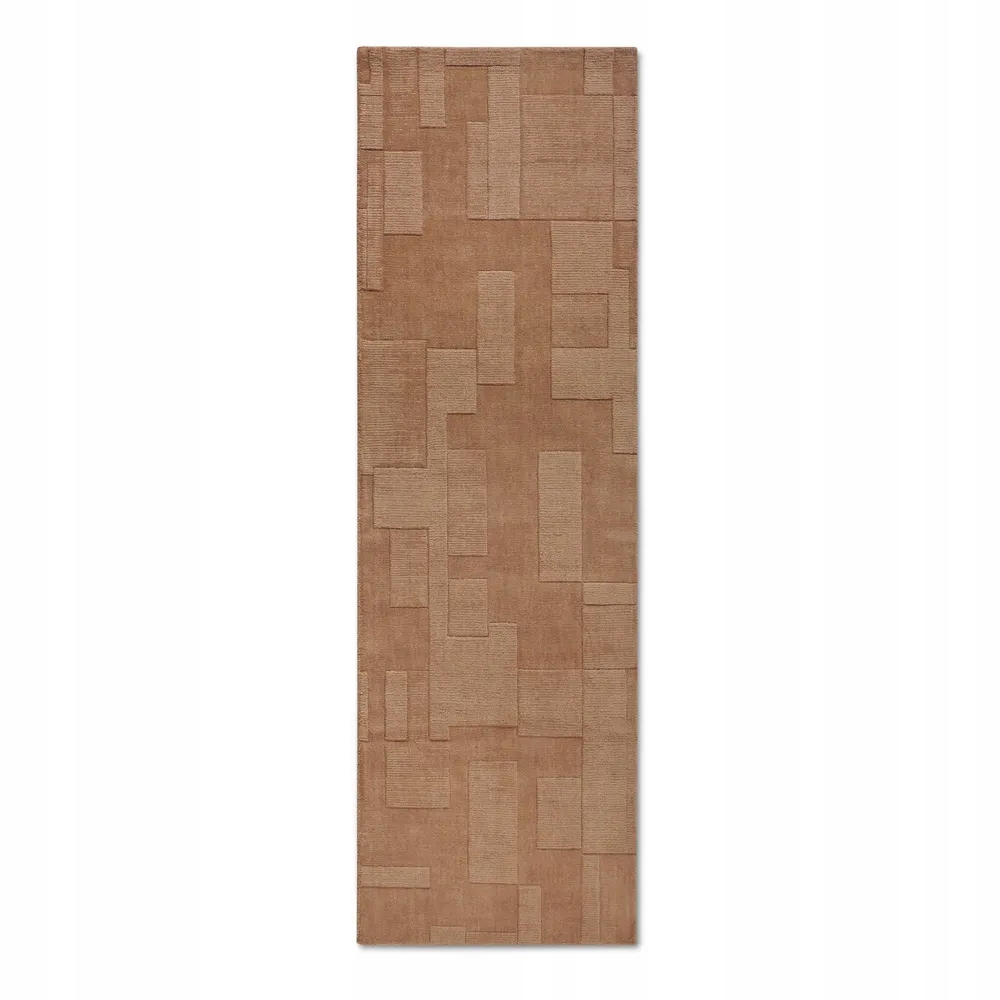 Behúň vlnený 80x250cm, ručne tkaný hnedý jednofarebný 3d