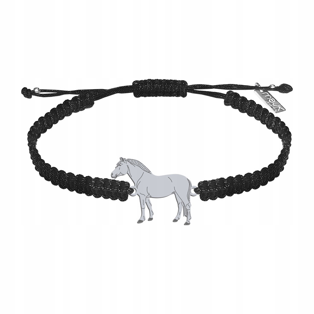 Stříbrný náramek s fjordským koněm 925 Makramé Dárek Šperky Gravírování