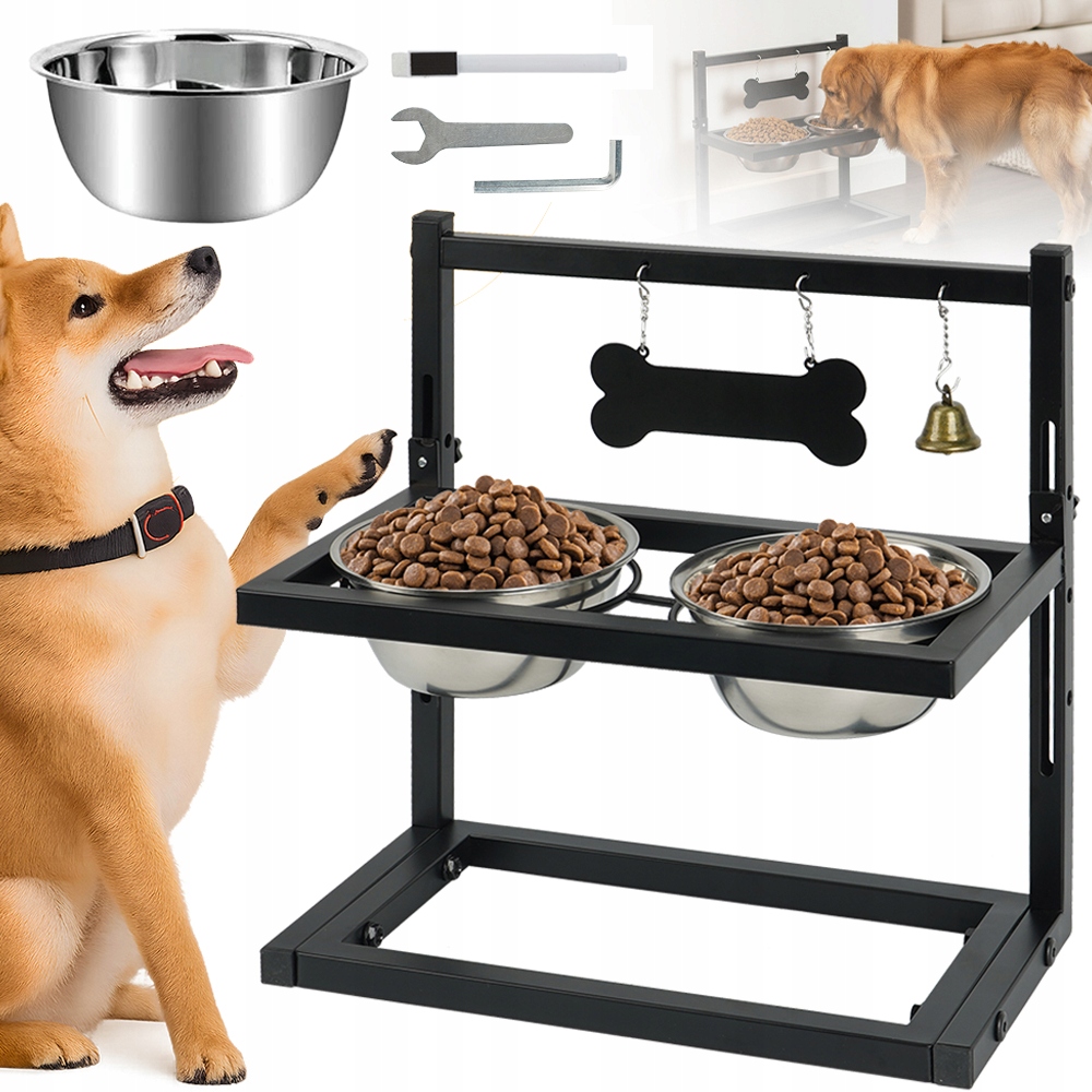 Regulovatelný Stojan Na Krmivo Misky Pro Psa Miska Pro Psa Stojící Inox Misky