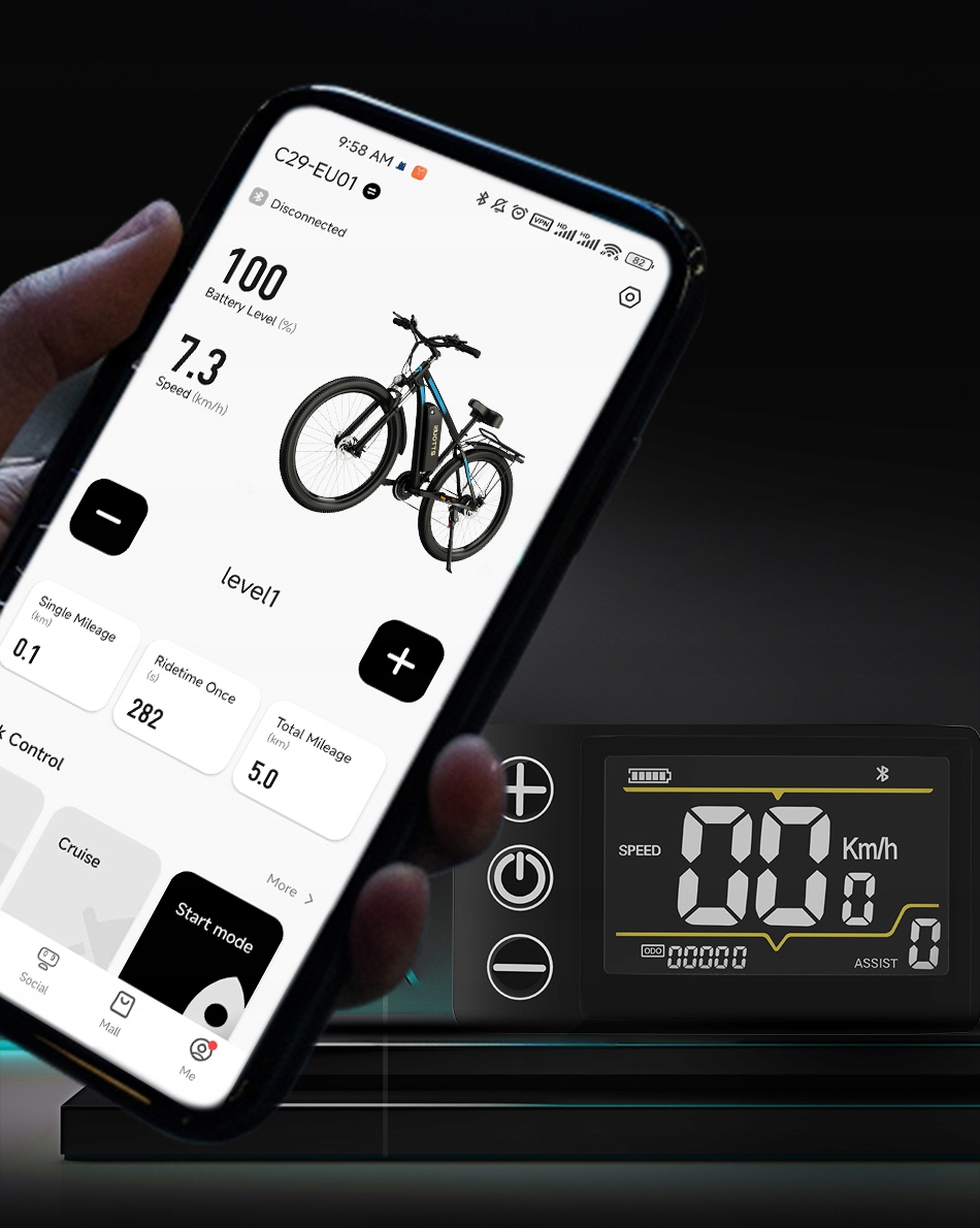 DUOTTS C29 Rower Elektryczny 720Wh 48V 30Ah 29'' 2X Bateria Z Aplikacja + Torba Rozmiar koła (