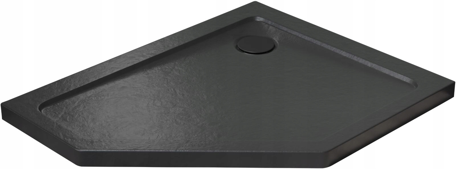 Brodzik 100x80 prysznicowy akrylowy niski Stone czarny Bez syfonu Prawa