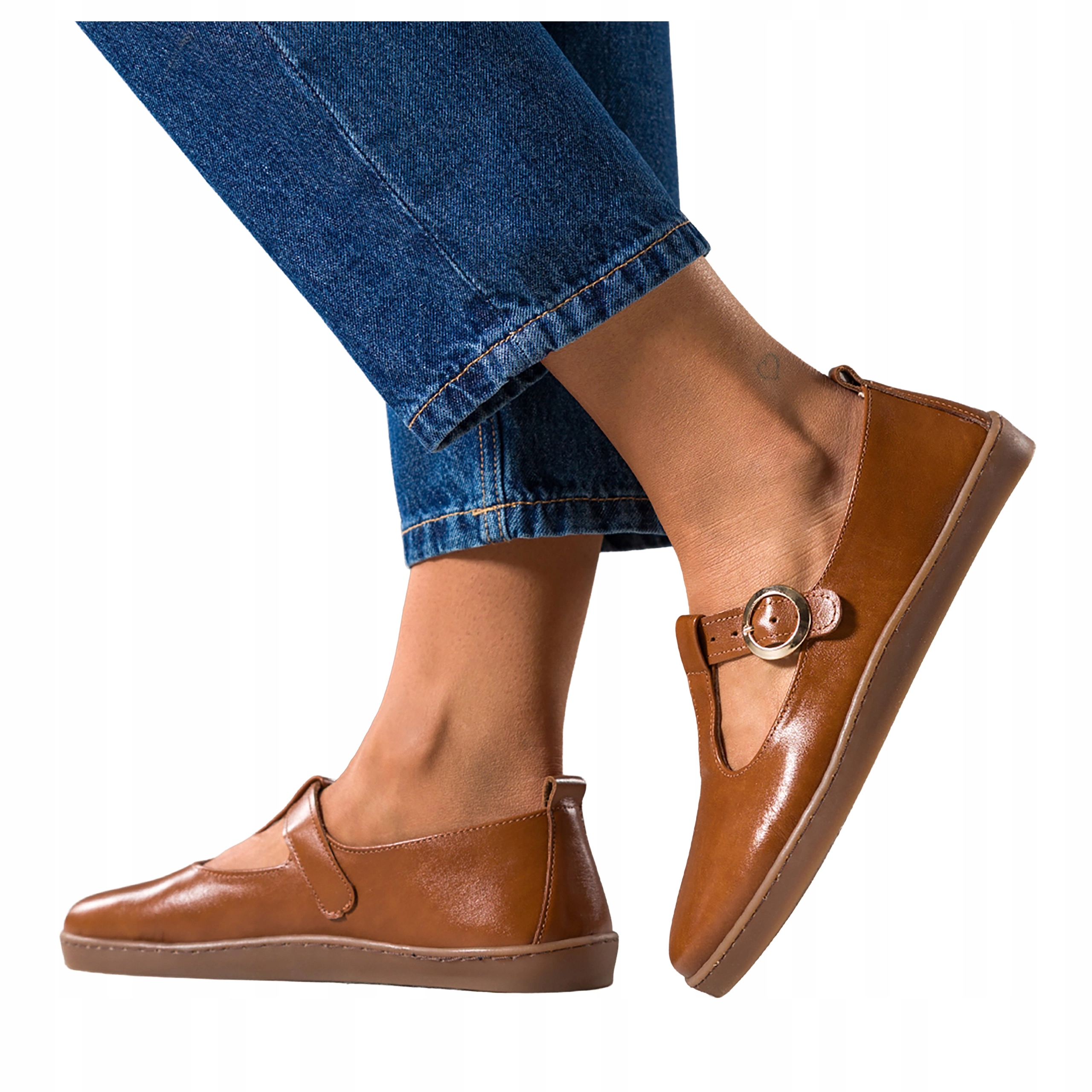 Camelové Barefoot Boty Dámské Módní Elastické Zlaté Kožené Spony vel. 40