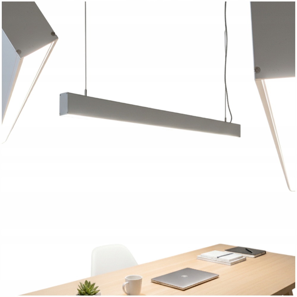 Oprawa Lampa Sufitowa Led Liniowa 120CM Wisząca Zawiesie 20W 230V Biała