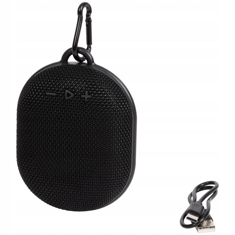 Wodoodporny Głośnik Bluetooth RS-600 Czarny IPX5 5W 6H Pracy Karabińczyk