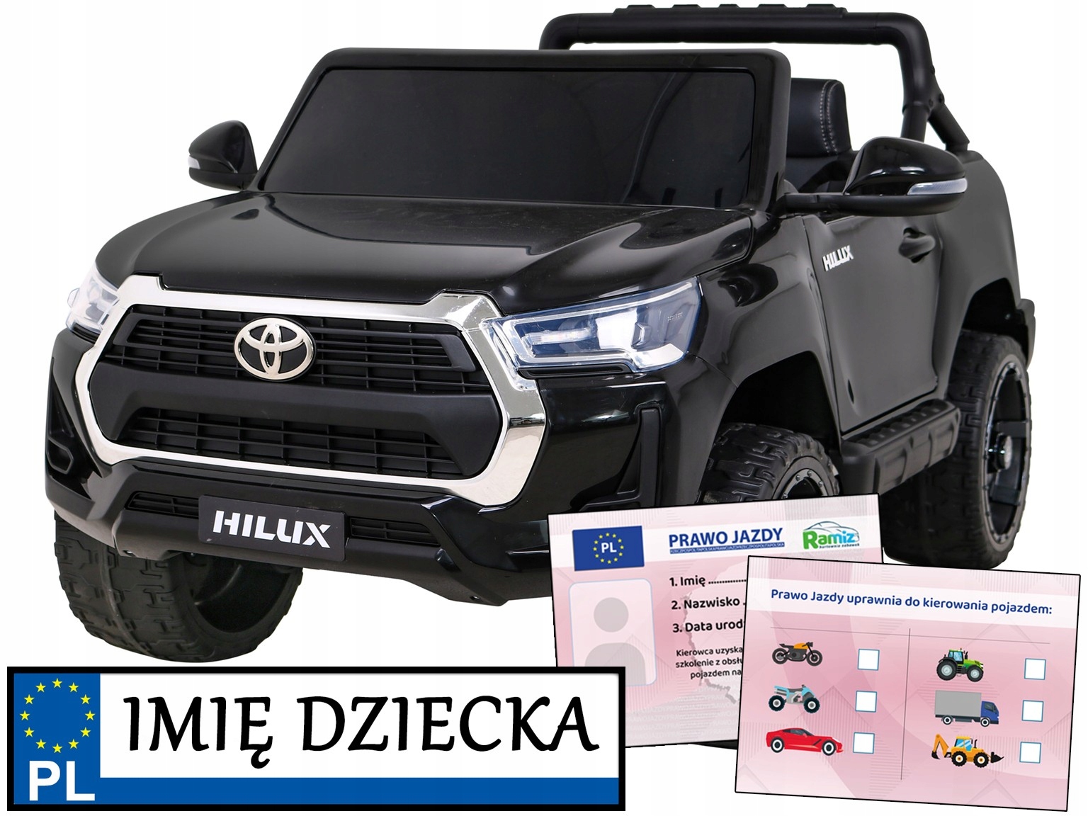 autko na akumulator Toyota Hilux zmienny napęd 2/4 silniki pilot 2,4GHz