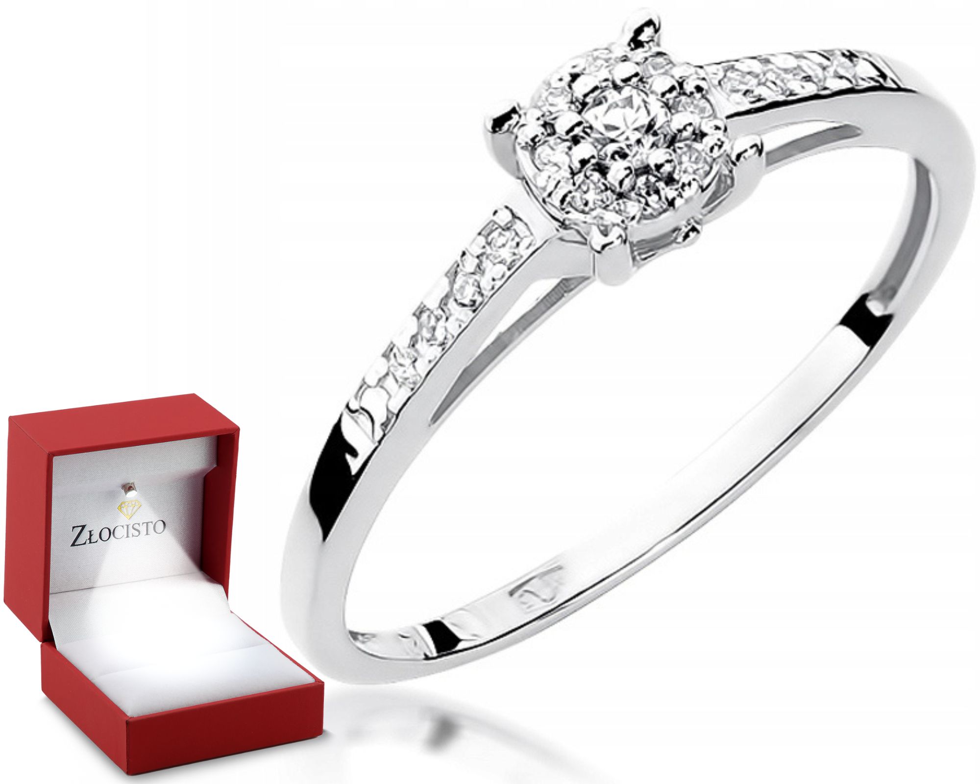 Pierścionek Brylanty białe złoto 0,12 ct 585