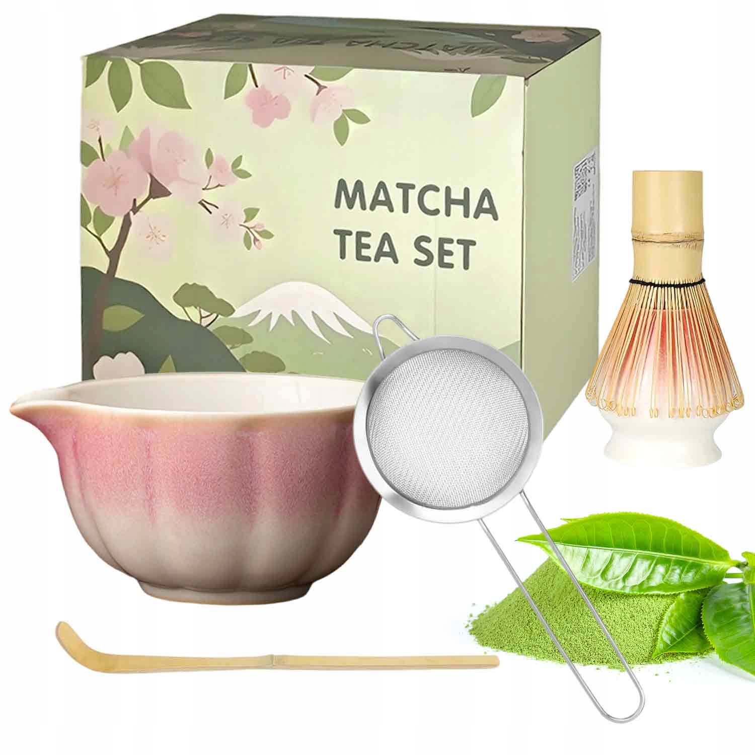 Čaj Matcha Startovací Sada Bambusové Nářadí Lžící Stojan Metla