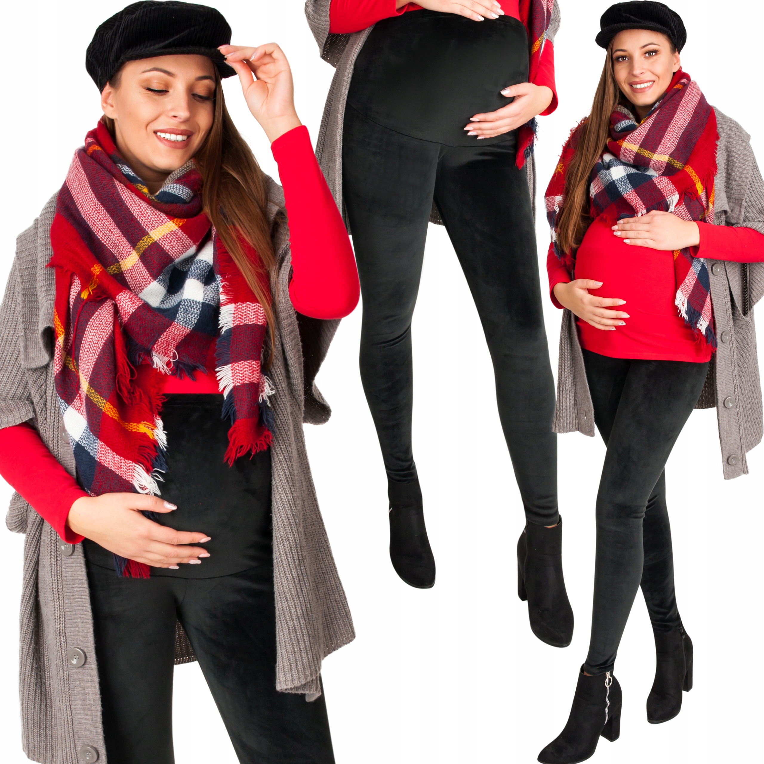 

Legginsy Ciążowe Getry Dobrze Kryjące Długie Welur