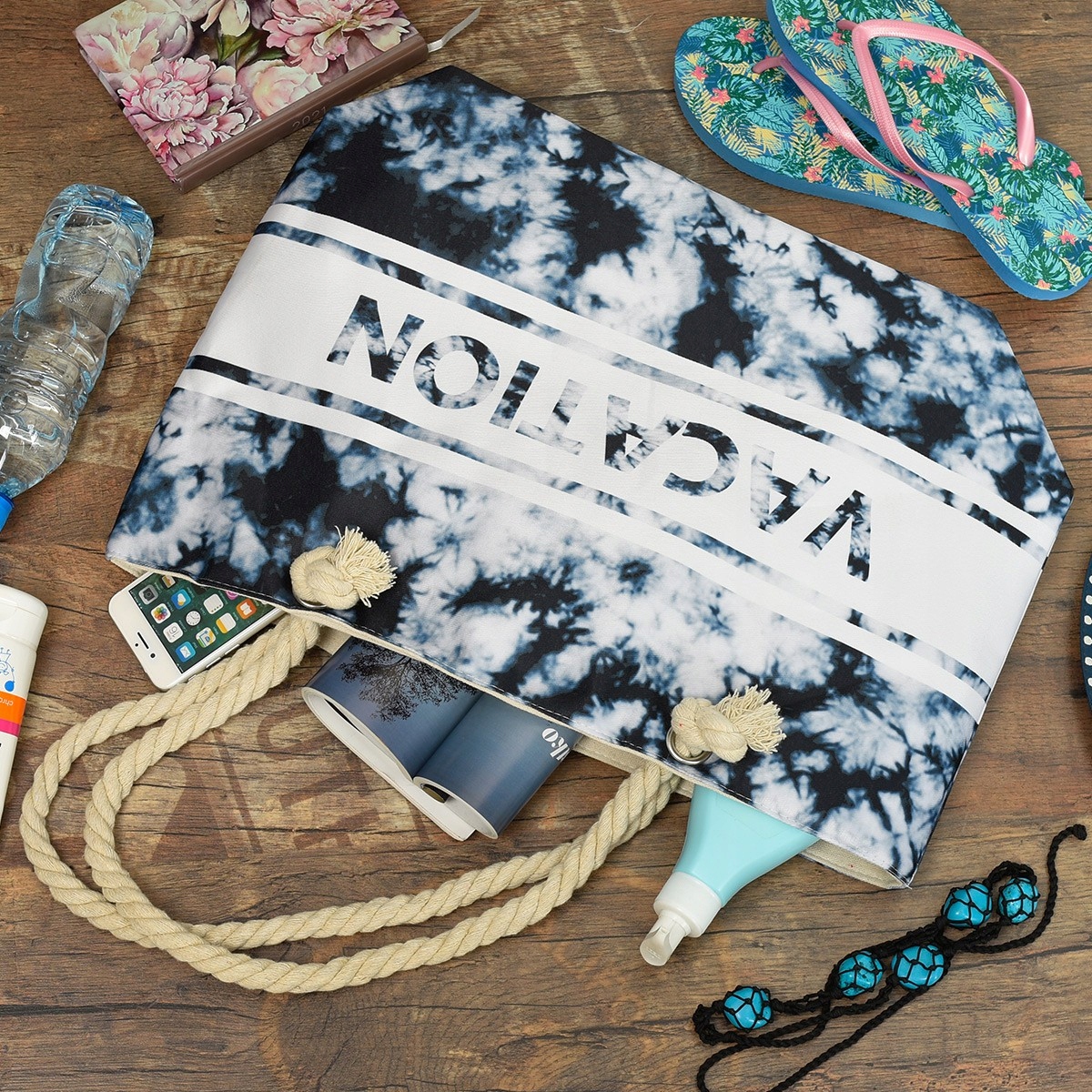 Pojemna torba plażowa na plażę torebka lekka Cechy dodatkowe brak