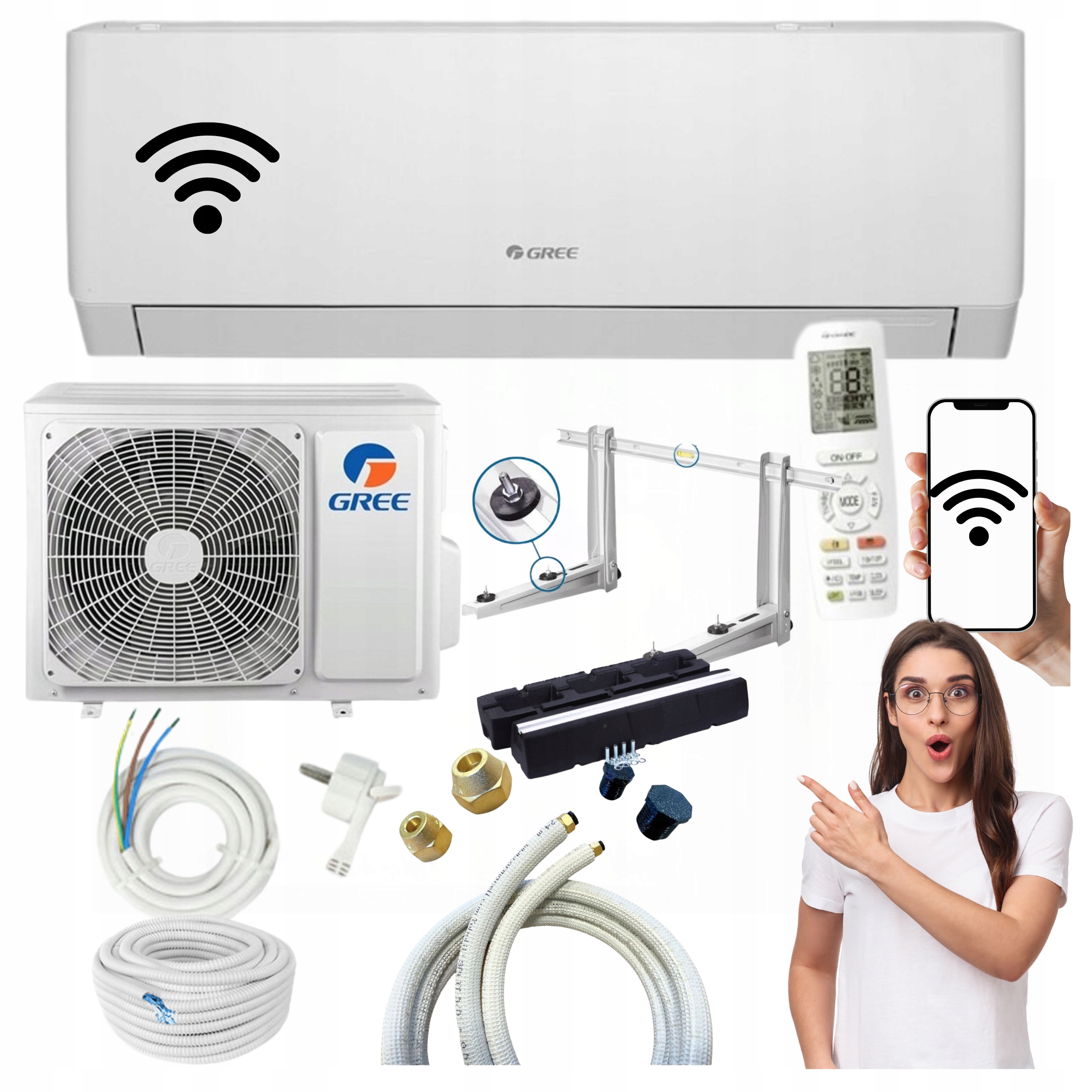 Nástenný klimatizátor Gree Pular Pro 3,5 kW WiFi Ohrievač Pripravený Na Montáž