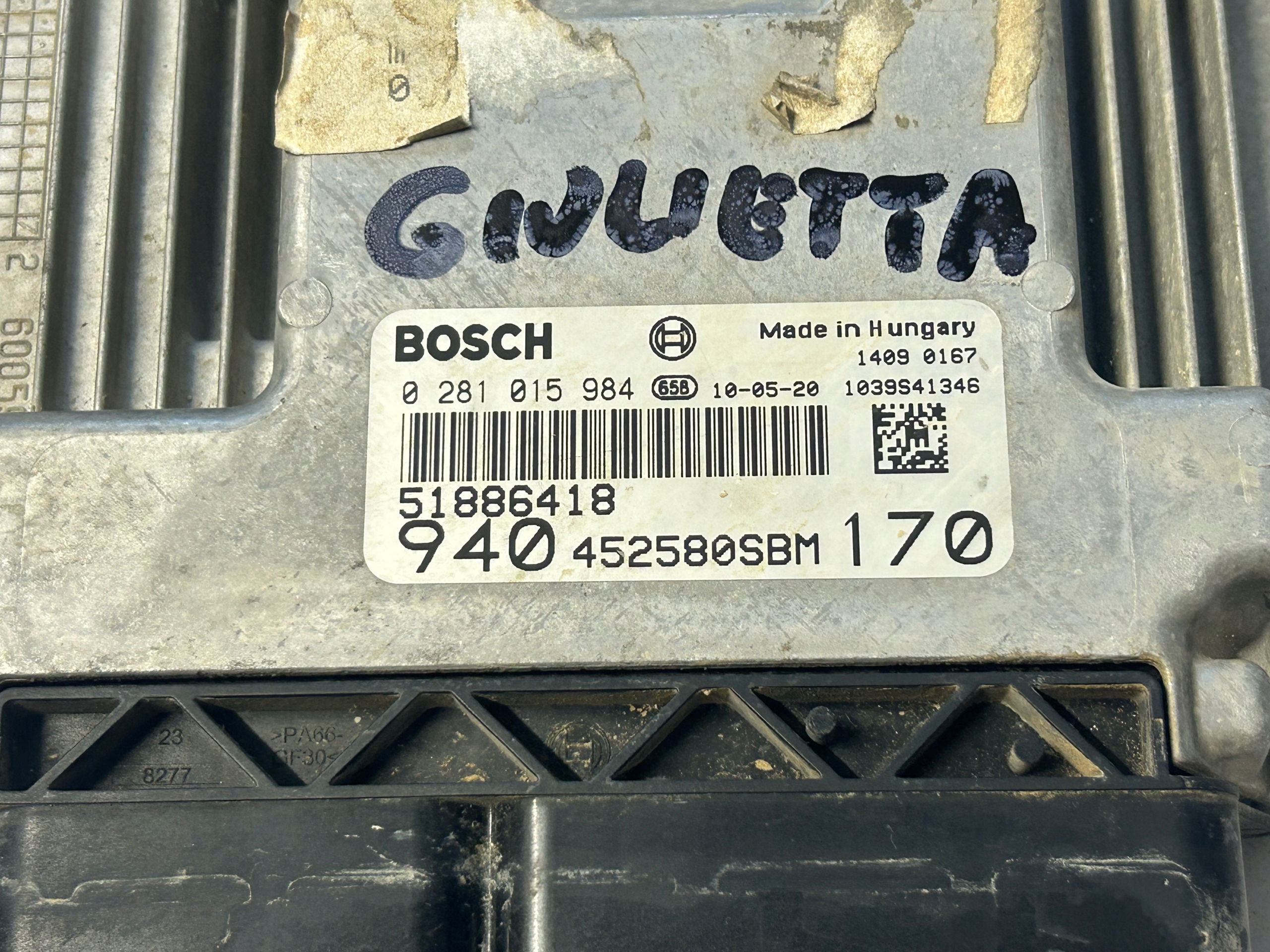 ALFA ROMEO GIULIETTA 2,0 JTD computer control unit 0281015984
