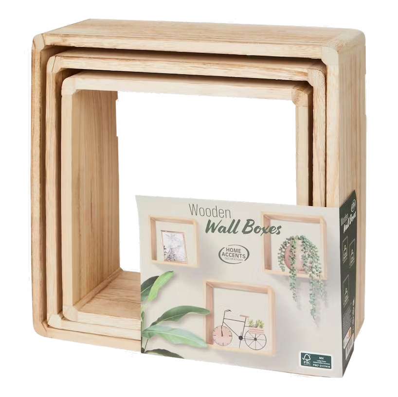 PÓŁKI DREWNIANE ŚCIENNE CUBE WISZĄCE 3 SZT EAN (GTIN) 8718658709771