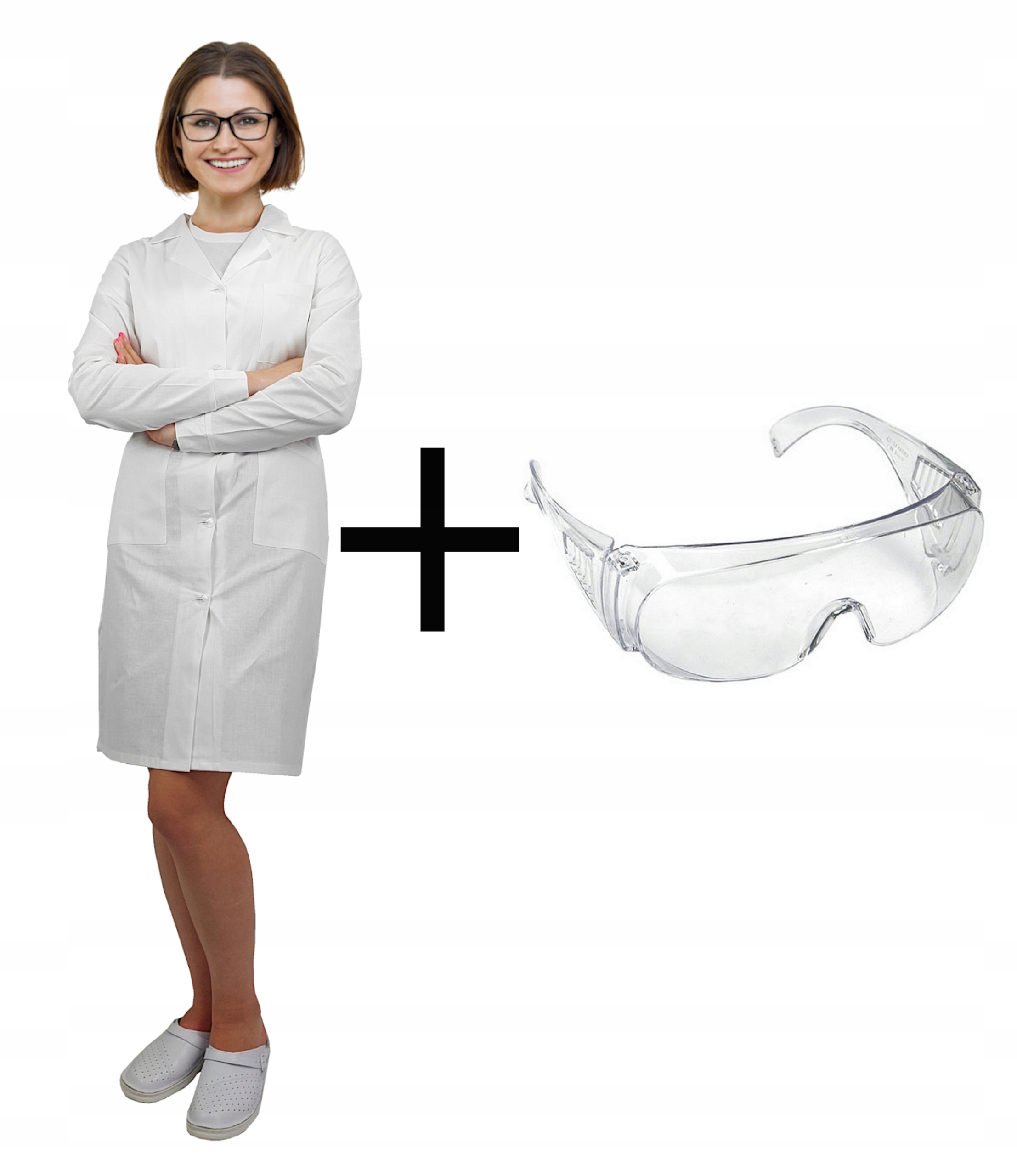 

Zestaw laboratoryjny damski fartuch+okulary roz.54