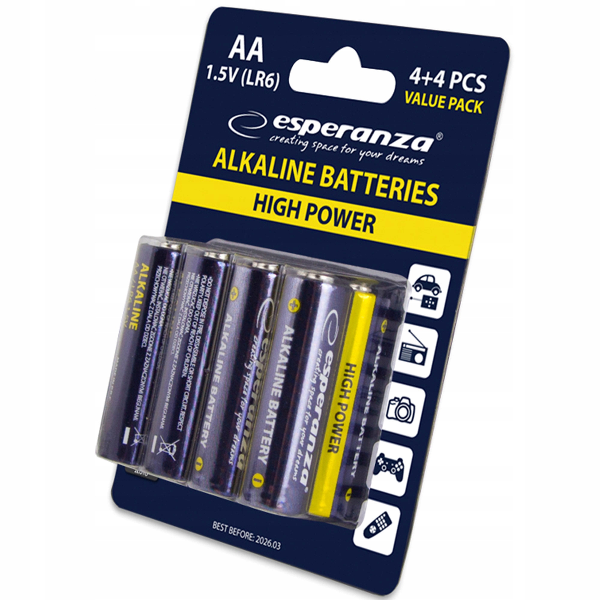 8 x BATERIE ALKALICZNE LR06 R6 AA PALUSZKI Kod producenta EZB103