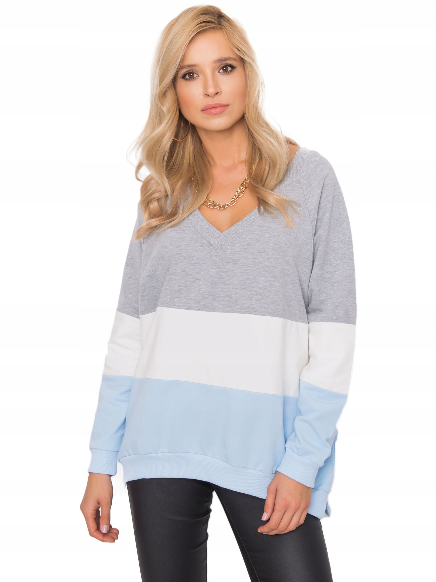 

Modna Bluza Damska W Paski Bawełniana S/m