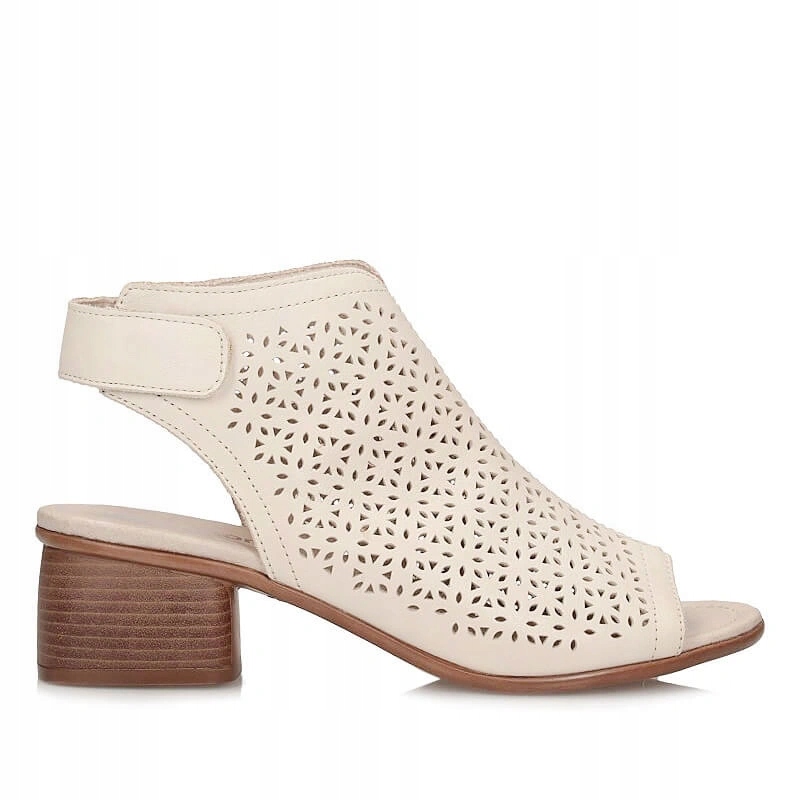 Sandály Remonte R8777-60 béžové s koženým podpatkem a zapínáním na na suchý zip