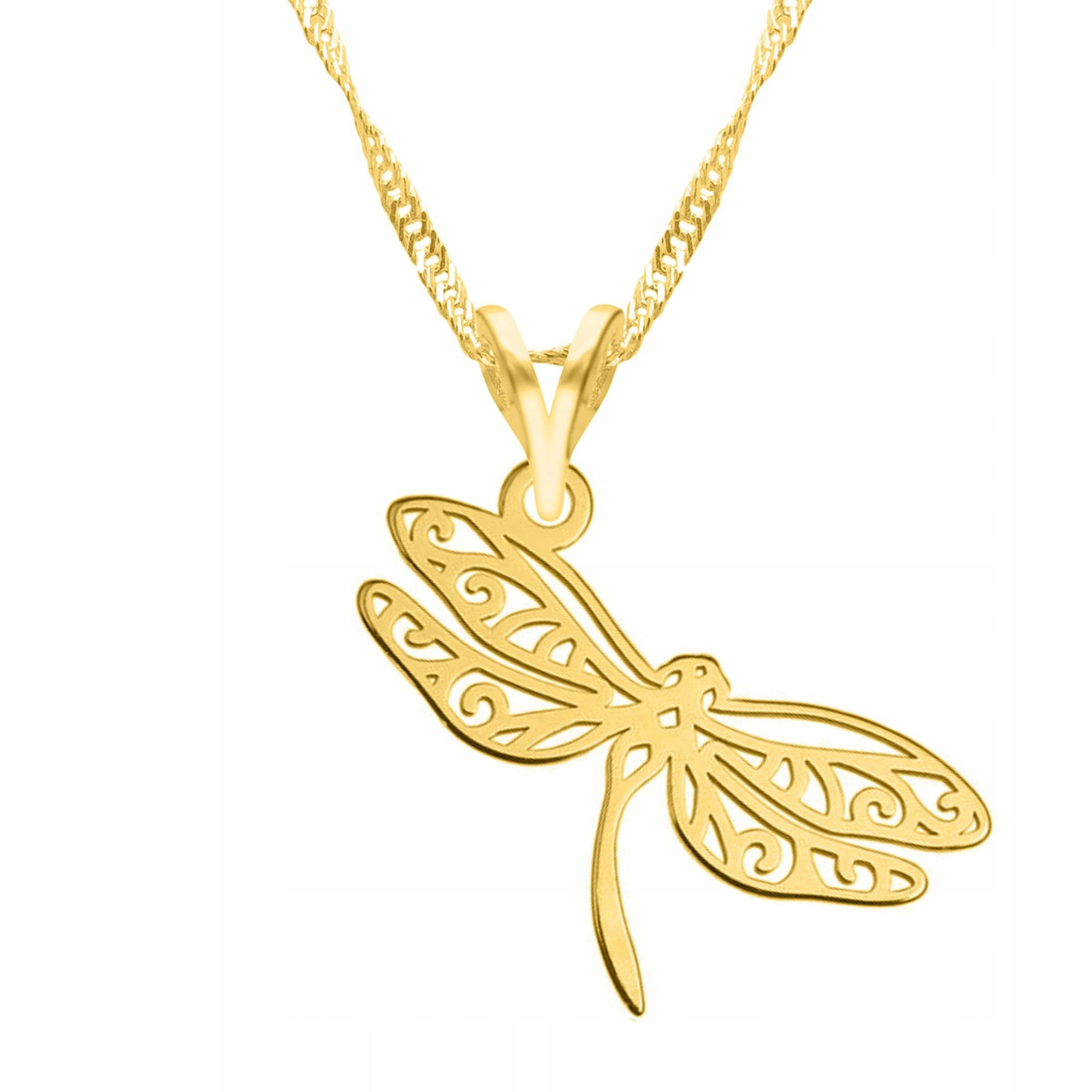 Zlatý náhrdelník s vážkou a okřídleným hmyzem Vážka Příroda Stříbro 925