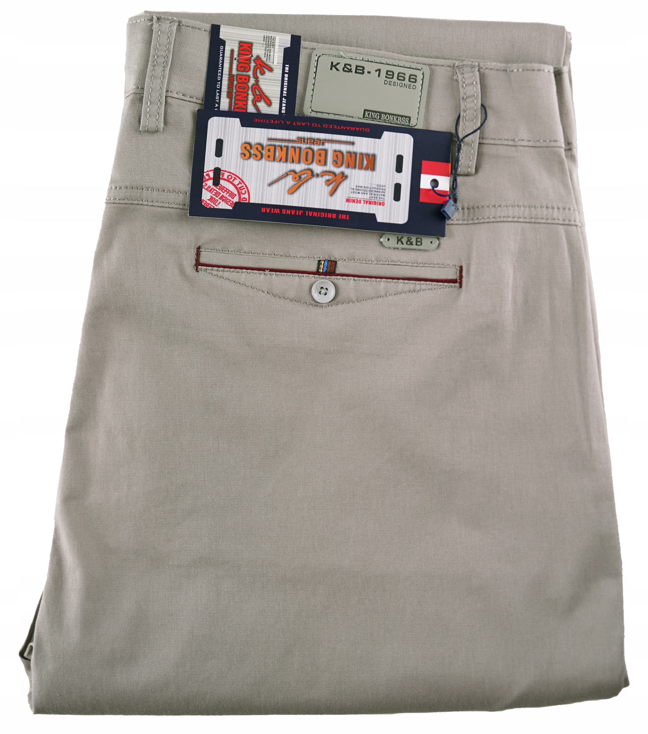 SPODNIE MĘSKIE BAWEŁNIANE CIENKIE JASNE BEŻOWE NA LATO W34 L30 PAS 94-98cm Rozmiar 34