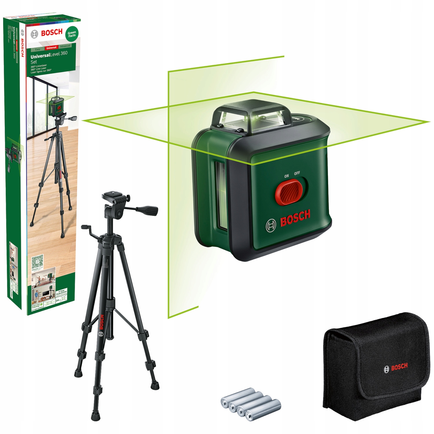 Bosch Laser krzyżowy zielony UniversalLevel 360 12 m statyw