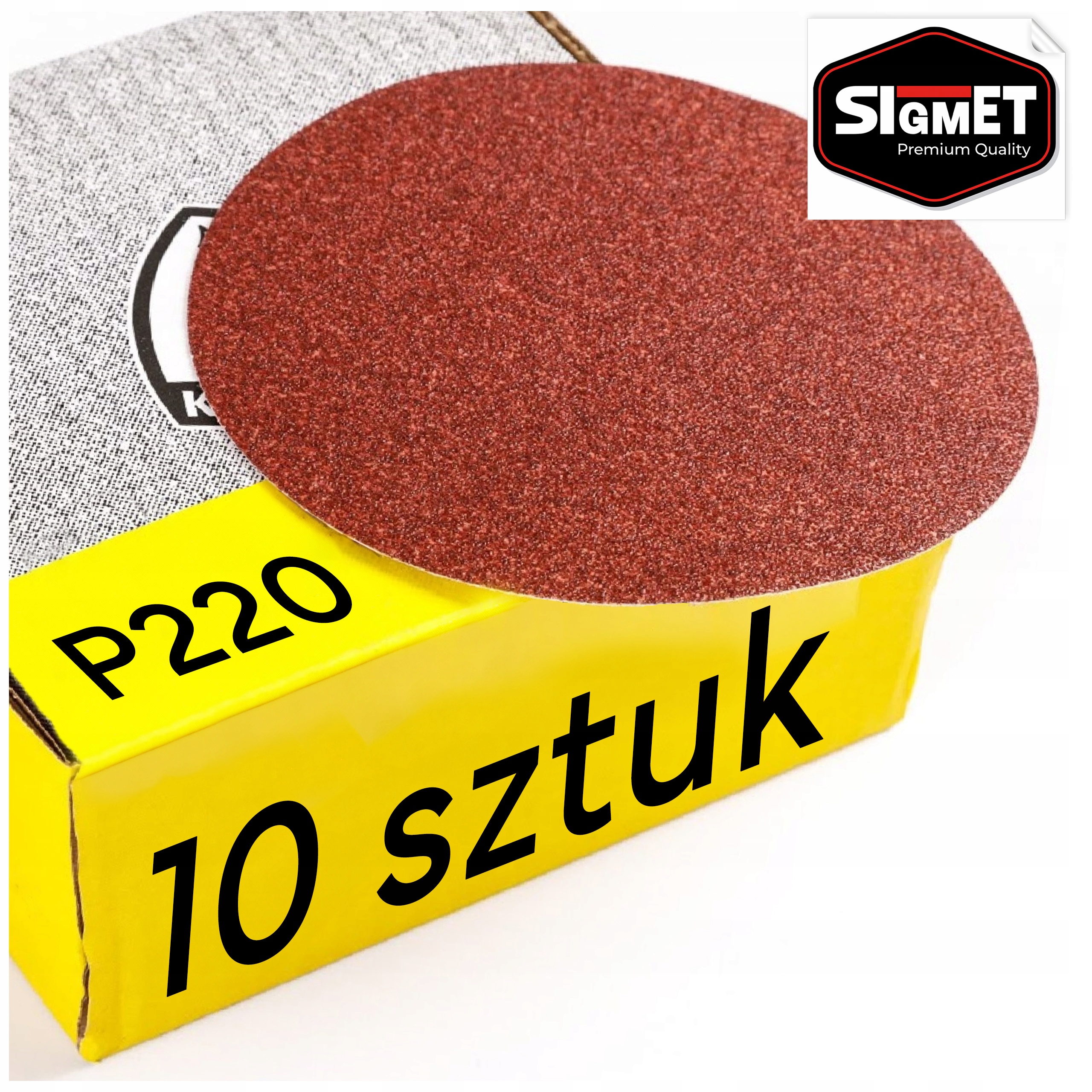 Krążek ścierny Papier Dysk Na Rzep Okrągły 125mm P220 Do Polerowania 10 szt