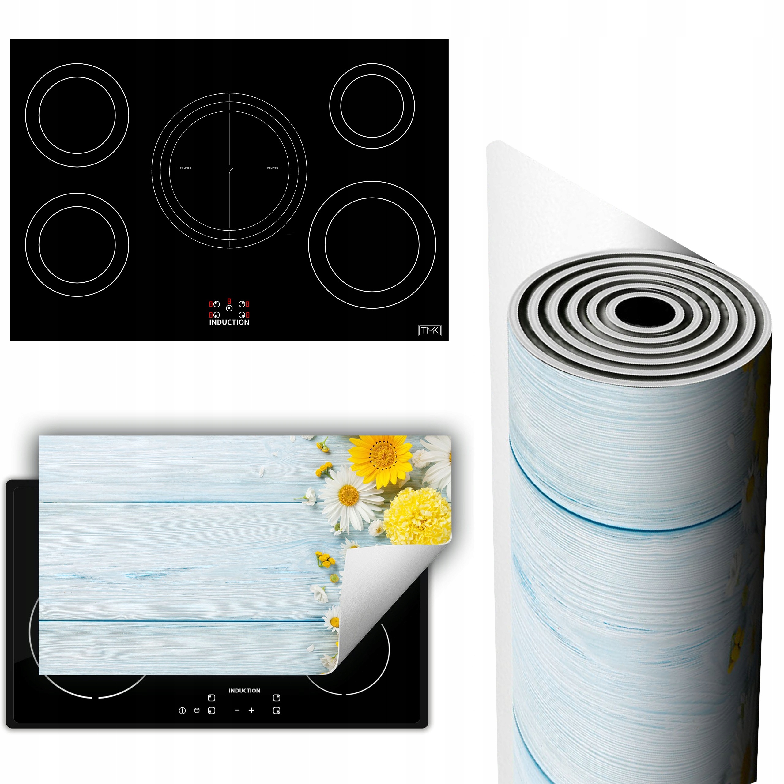 Vinylová Podložka Ochrana Kuchyňské Desky 90x52 Květiny dřevo