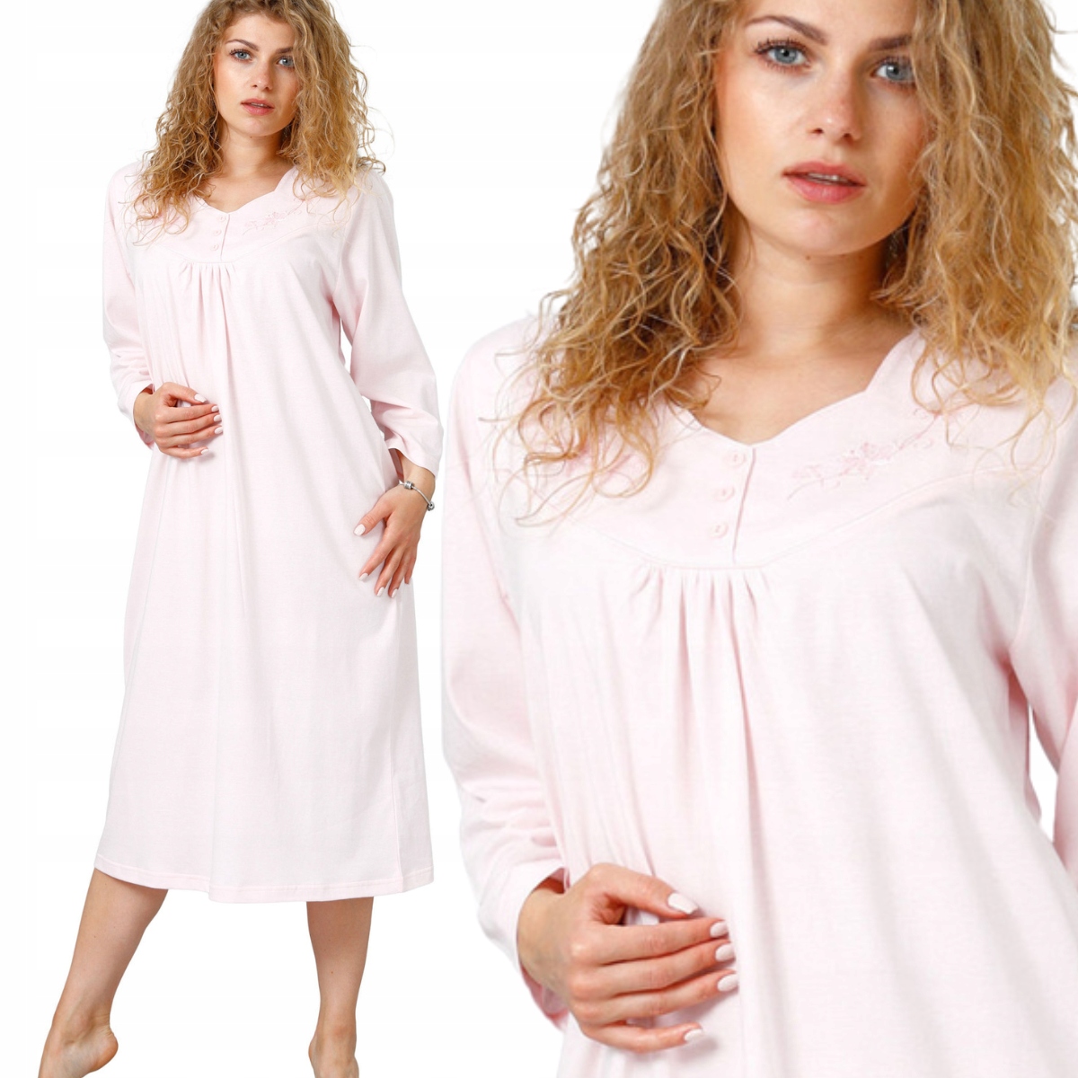 Košile noční za koleno s nařasením na prsou M-max Leveza Zyta 213