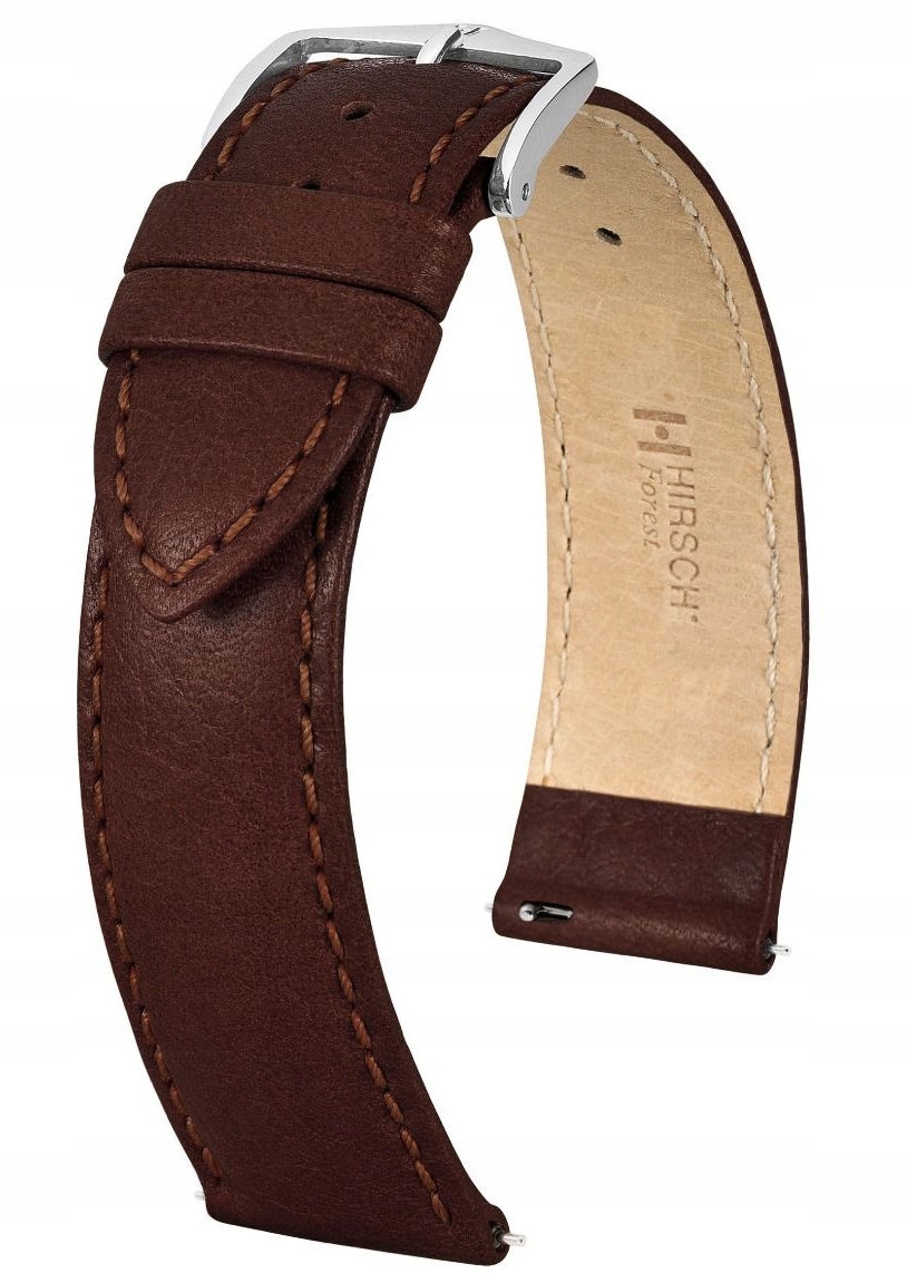 Hnědý Kožený Matný Klasický Řemínek Pro Hodinky Hirsch Forest L 22 mm