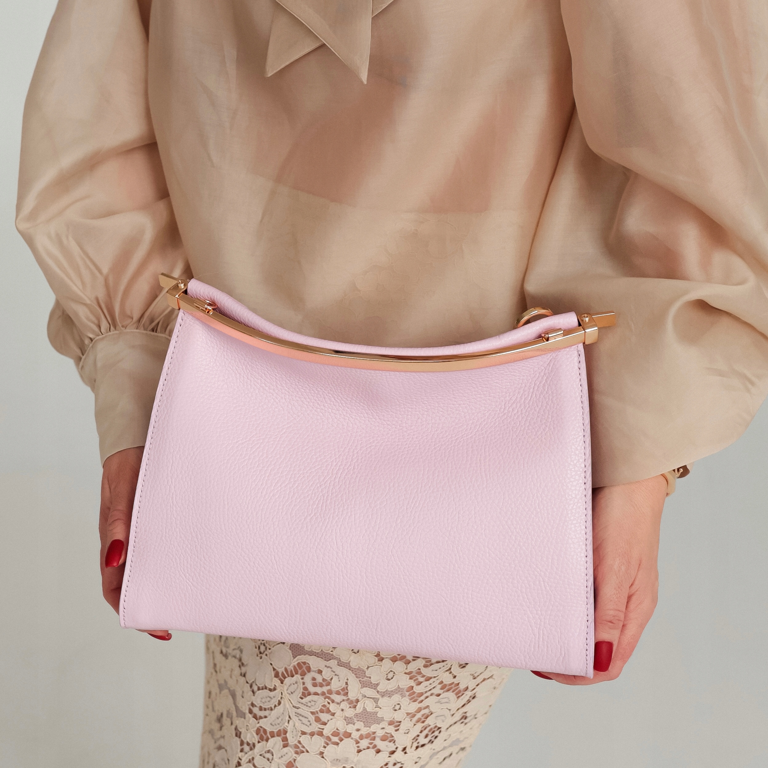 Dámská Kabelka Přes Rameno kožená kabelka Delina-M Maxi růžová