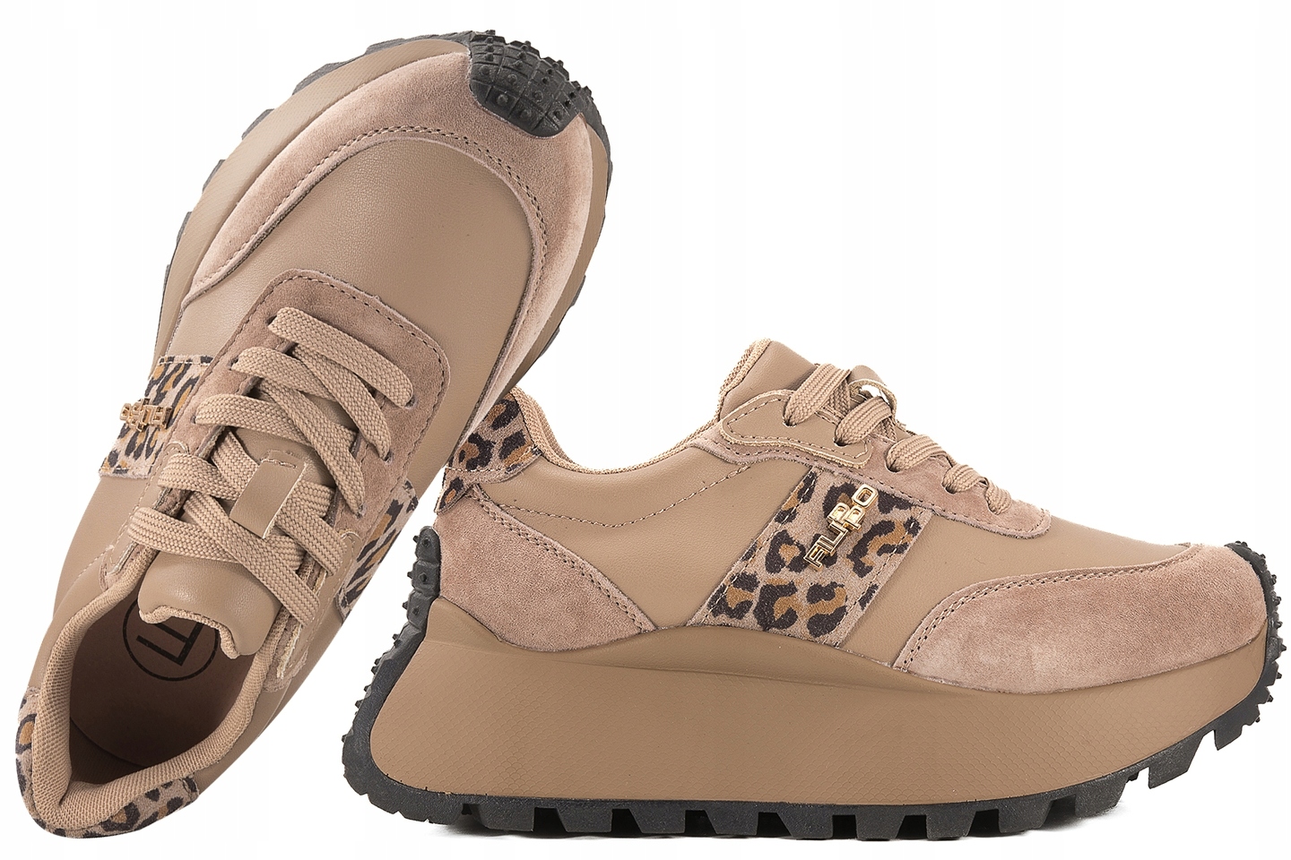 Filippo DP6785 Dámské Polobotky Tenisky Na Platformě, Kožené, béžová 36