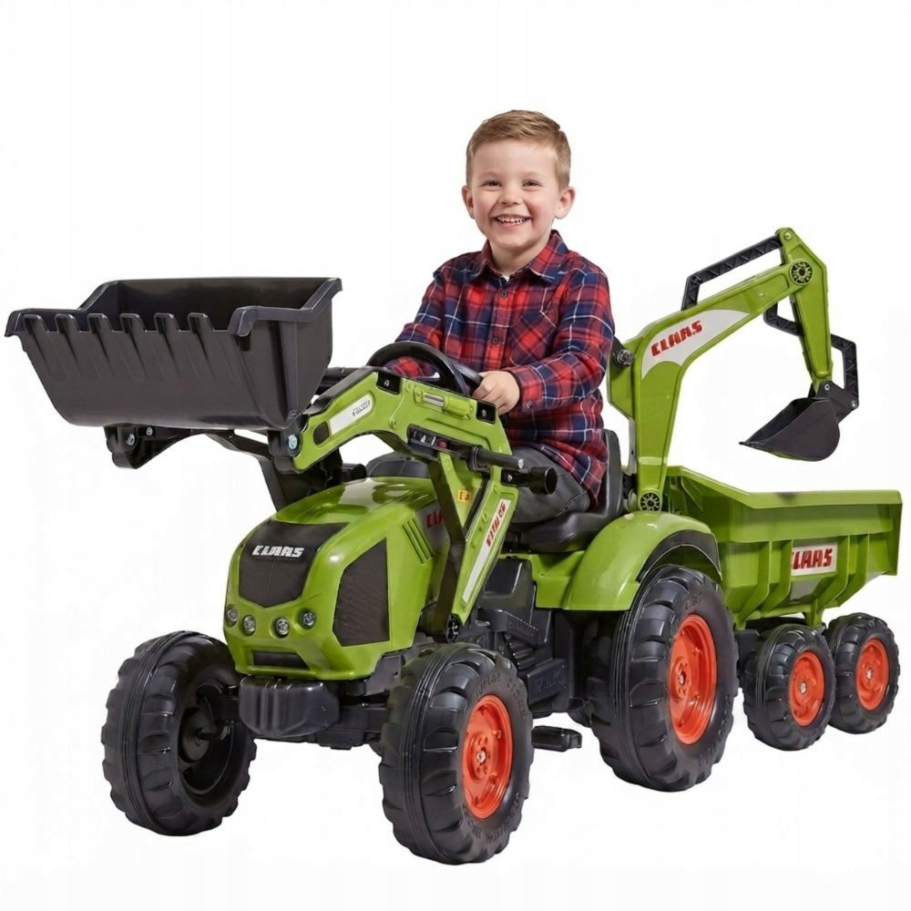 Falk Traktor Claas Na Pedały Z Przyczepą, Łyżką I Spychaczem Od 3 Lat