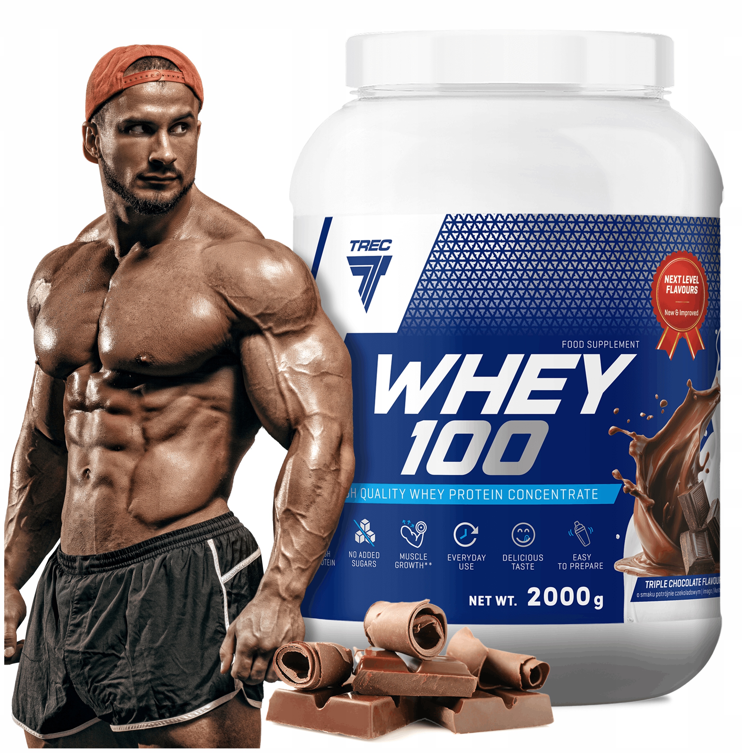 Vynikající Wpc Protein Trec Whey 100 2000 g Bílkovin Na Hmotu Pro Trénující Osoby