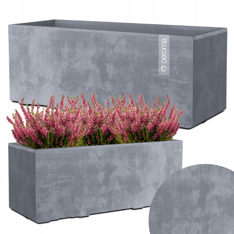 Donica Doniczka Prostokątna Deroma Efekt Betonu 59CM Millennium Szara