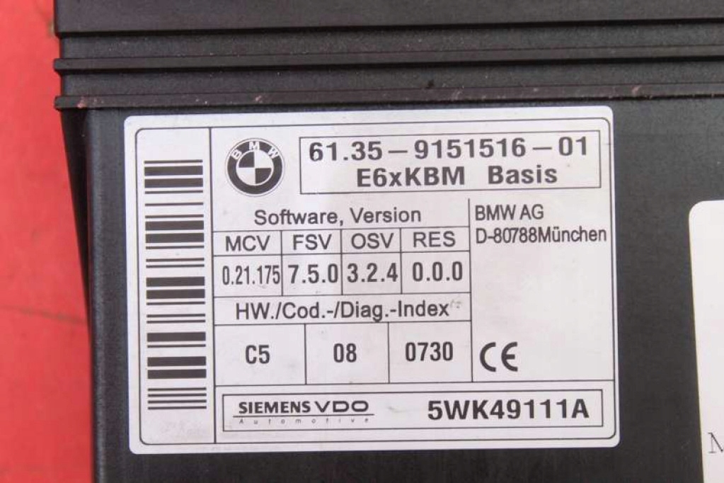 Unité commande confort 9151516-01 BMW E60 E61 3.0 D 286 KM 07-10